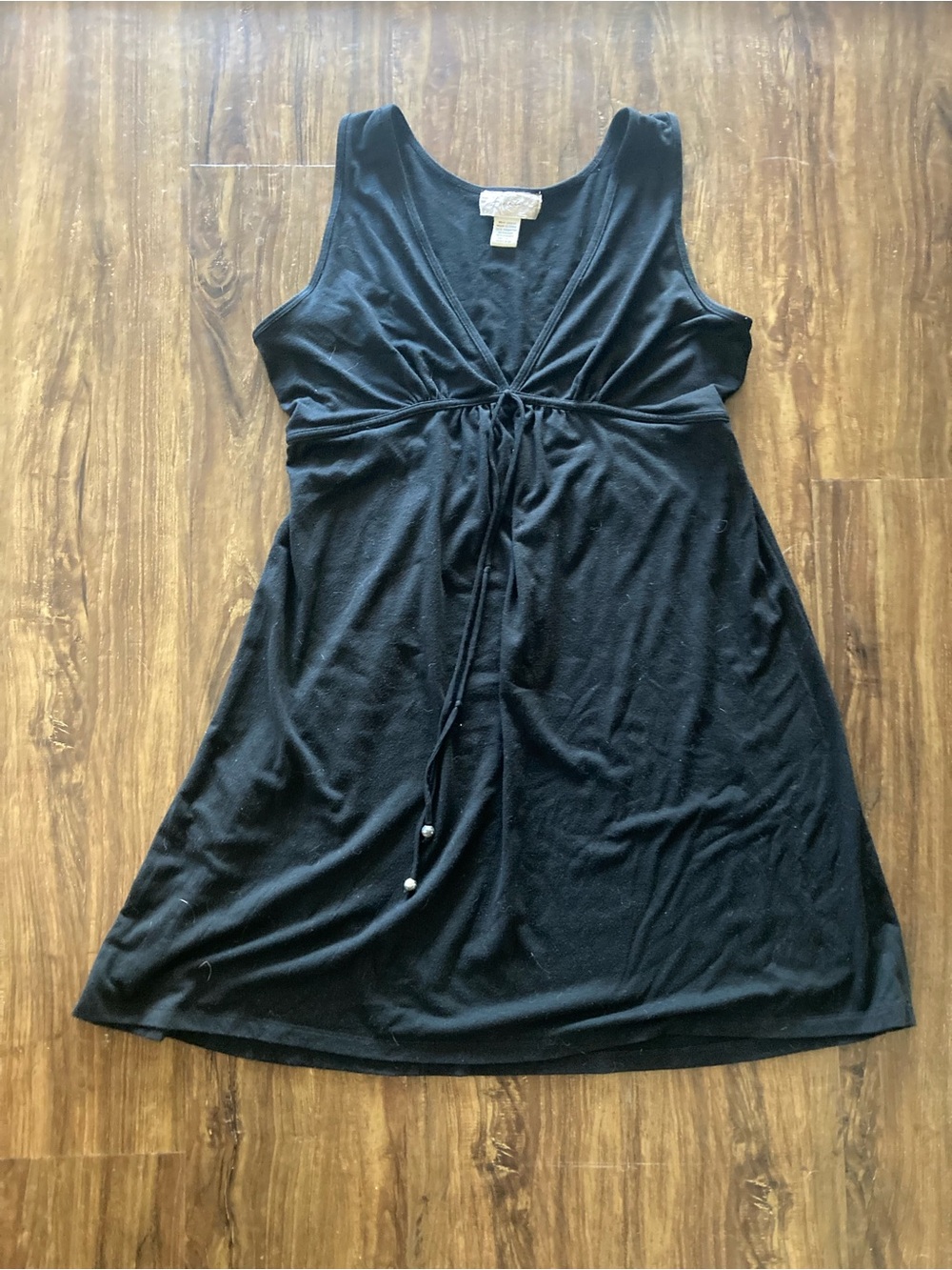 J Valdi Black Sleeveless V-Neck Dress Size Large